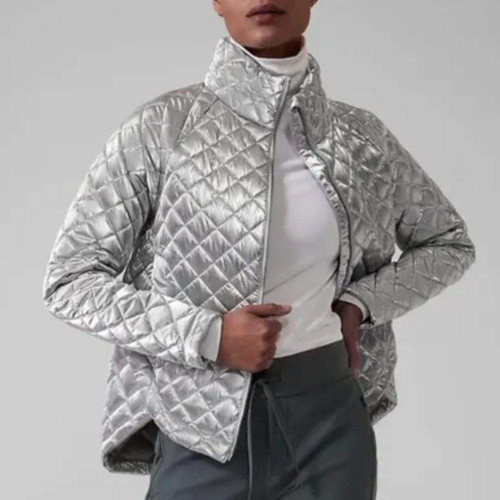Athleta Whisper Featherless Metallic Jacket (petite small)
